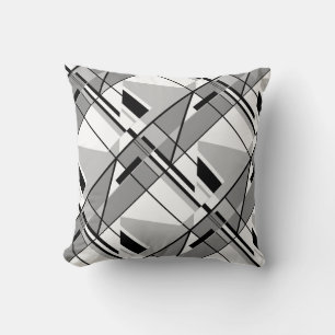 Cojín Decorativo Móvil en blanco gris y negro en forma de formas ge