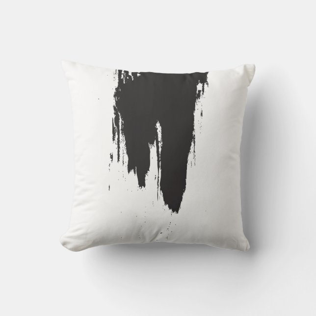 Cojín Decorativo Movimiento negro de la pintura mínimo (Anverso)