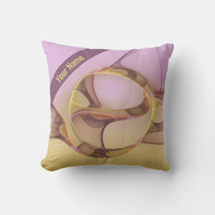 Cojín Decorativo Movimientos abstractos nombre fractal dorado rosa