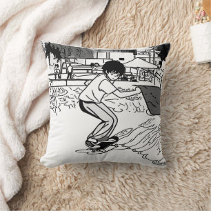 Cojín Decorativo Movimientos de monopatín - joven skater
