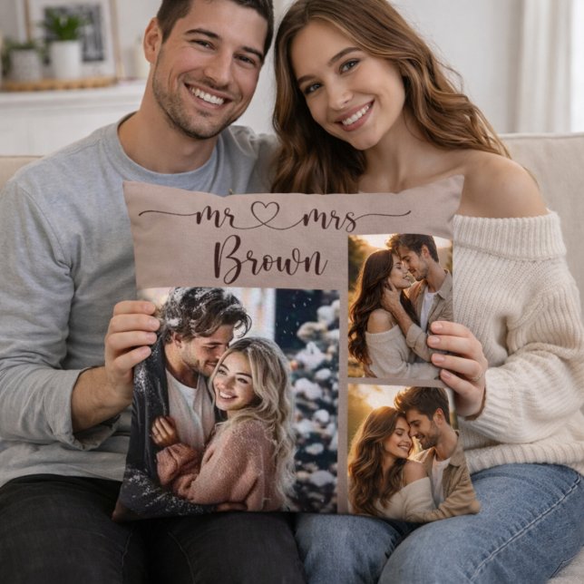 Cojín Decorativo Mr & Mrs Personalized Photo Throw Pillow (Subido por el creador)