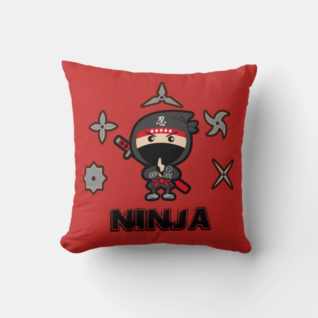 Cojín Decorativo Muchacho negro de Ninja (Anverso)