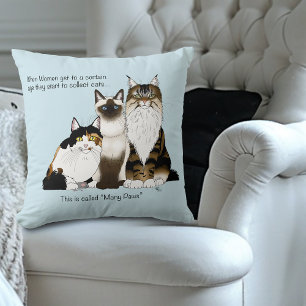 Cojín Decorativo Muchas Patitas Mujer Menopausia Divertida Gato Señ