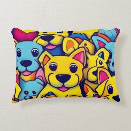 Cojín Decorativo Muchos perros amarillos felices