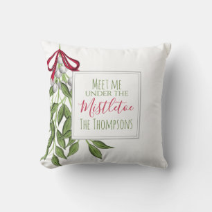 Cojín Decorativo Muérdago Alegre Rojo y Verde Navidad Personalizado