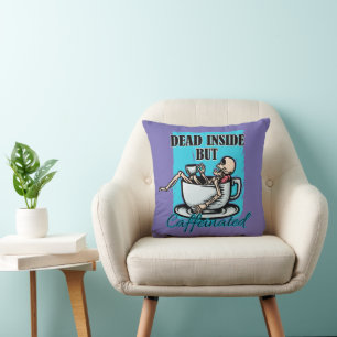 Cojín Decorativo Muerto Dentro Pero Café Cafeado Amo Skeleton