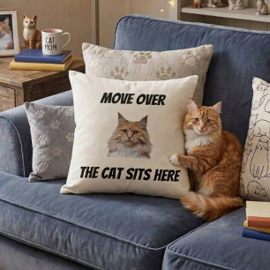 Cojín Decorativo Muévete El Gato Se Sienta Aquí Divertido Gato Pers