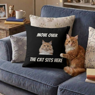 Cojín Decorativo Muévete El Gato Se Sienta Aquí Divertido Gato Pers