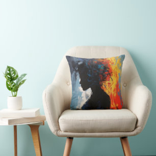Cojín Decorativo Mujer abstracta naranja