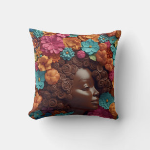 Cojín Decorativo Mujer afroamericana Reina negra Melanin Poppin
