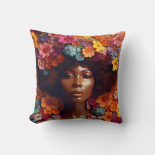 Cojín Decorativo Mujer afroamericana Reina negra Melanin Poppin