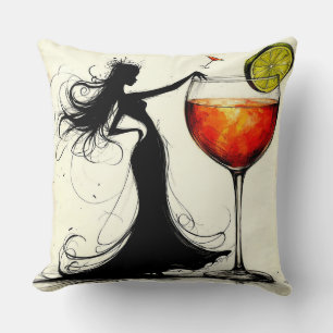 Cojín Decorativo Mujer bailando con Martini