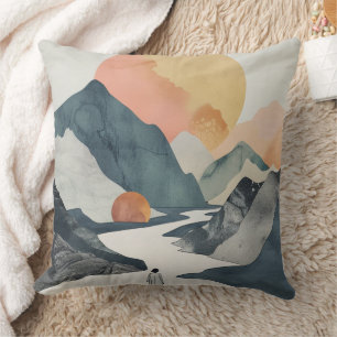 Cojín Decorativo Mujer Boho Celestial Viaje por la Montaña de Coral