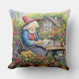 Cojín Decorativo Mujer cabaña de madera con libro de lectura de gor