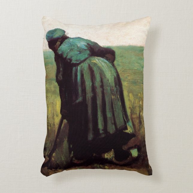 Cojín Decorativo Mujer campesina cavando por Vincent van Gogh (Frente (Vertical))