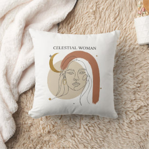Cojín Decorativo Mujer Celestial Arte Abstracto Minimalista Boho de