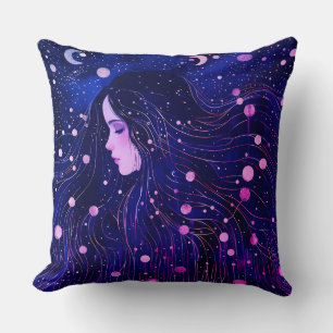 Cojín Decorativo Mujer Celestial Diosa Luna Estrellas Cielo