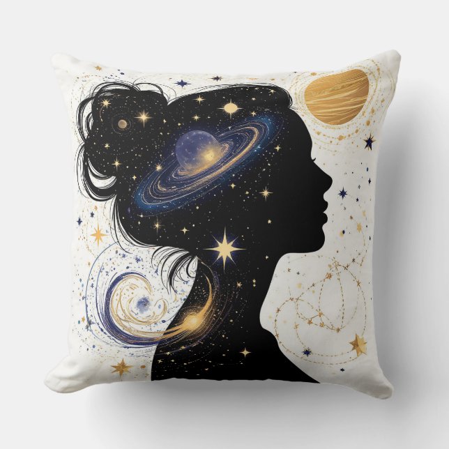 Cojín Decorativo Mujer Celestial Elegante Silueta (Anverso)