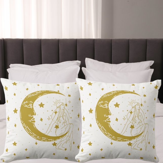 Cojín Decorativo Mujer celestial, luna estrellas, boho, astronomía  (Subido por el creador)