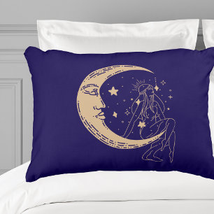Cojín Decorativo Mujer celestial luna y estrellas, boho, elegante o