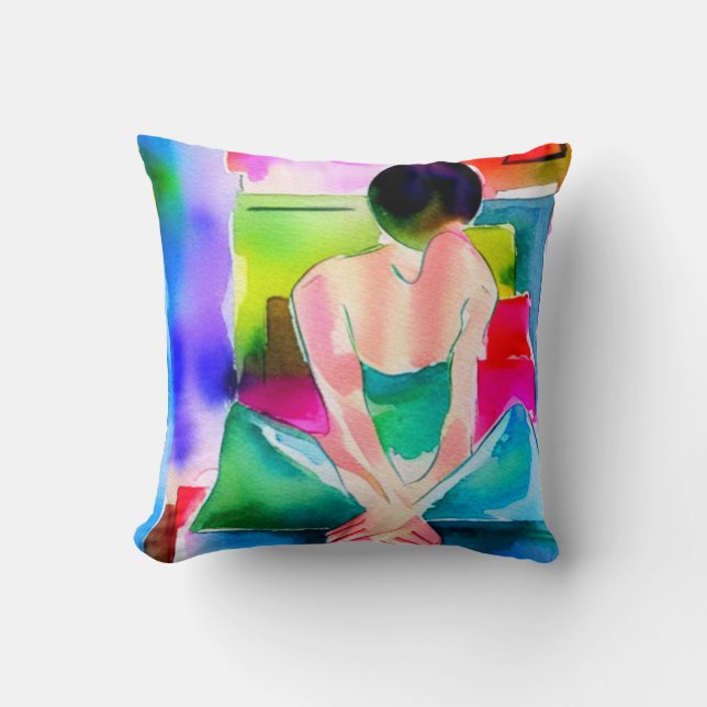 Cojín Decorativo Mujer con agua hermosa (Anverso)