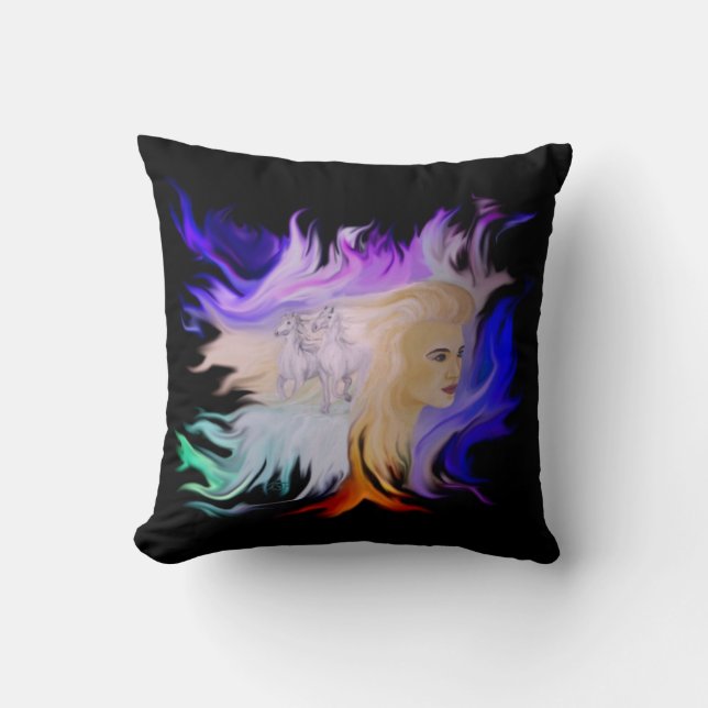 Cojín Decorativo Mujer con caballo (Anverso)