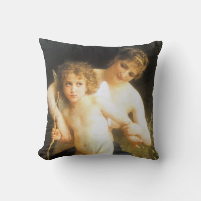 Cojín Decorativo Mujer con Cupido, Bouguereau (Anverso)