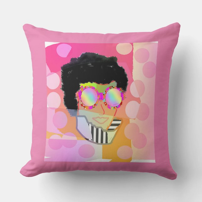 Cojín Decorativo Mujer Con Gafas De Corazón (Anverso)