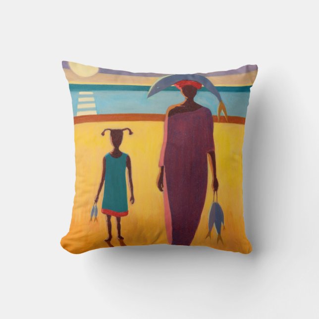 Cojín Decorativo Mujer con los pescados (Anverso)