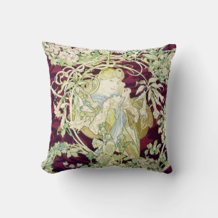 Cojín Decorativo Mujer con margarita - Alfonse Mucha