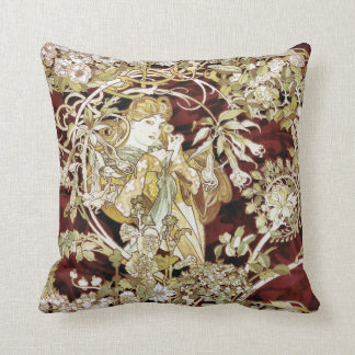 Cojín Decorativo Mujer con un Bello Artes de Alfonso Mucha de la
