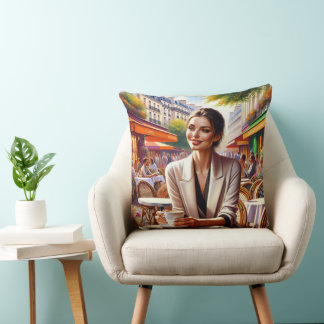 Cojín Decorativo Mujer de belleza en el café