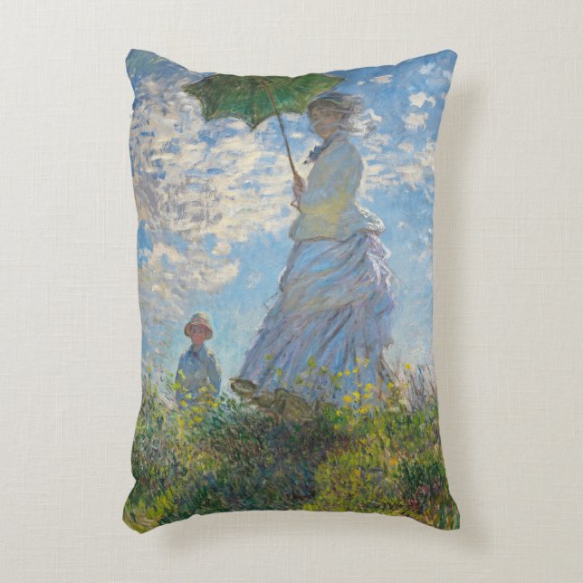 Cojín Decorativo Mujer de Claude Monet el | con un parasol (Frente (Vertical))
