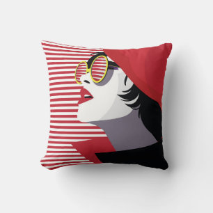 Cojín Decorativo Mujer de moda con estilo de arte pop.