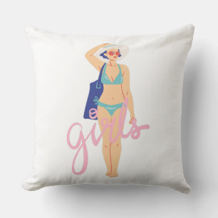 Cojín Decorativo Mujer de playa retroverano Chicas bikini