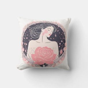 Cojín Decorativo Mujer elegante abstracta rosa pacífico pacífico