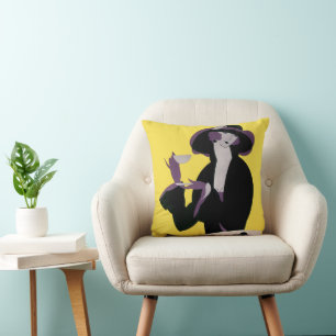 Cojín Decorativo Mujer elegante vintage bebiendo té de la tarde
