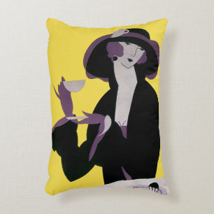 Cojín Decorativo Mujer elegante vintage bebiendo té de la tarde