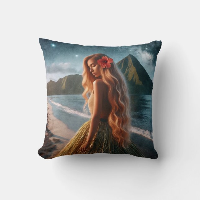 Cojín Decorativo Mujer en falda de hierba (Anverso)
