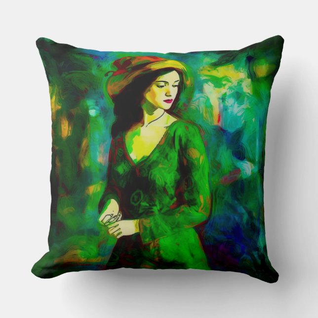 Cojín Decorativo Mujer en Gorra (Anverso)