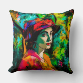 Cojín Decorativo Mujer en Gorra rojo