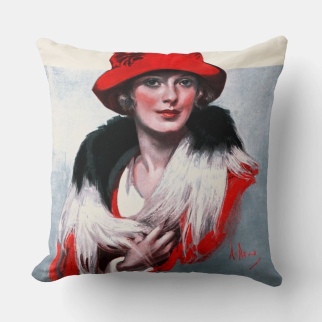Cojín Decorativo Mujer en Red Hat (Anverso)
