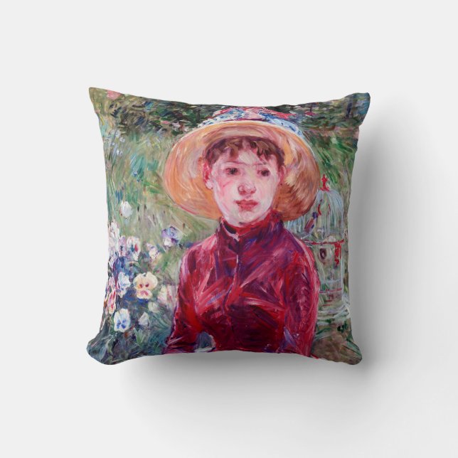 Cojín Decorativo Mujer en rojo, Berthe Morisot (Anverso)