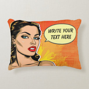 Cojín Decorativo Mujer Estilo Retro Personalizable