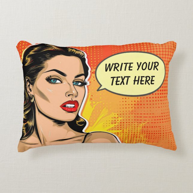 Cojín Decorativo Mujer Estilo Retro Personalizable (Anverso)