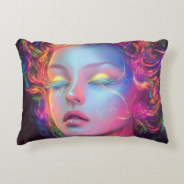 Cojín Decorativo Mujer extranjera con pelo cósmico