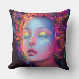 Cojín Decorativo Mujer extranjera con pelo cósmico