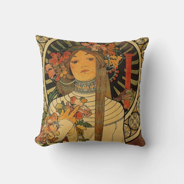 Cojín Decorativo Mujer floral linda (Anverso)