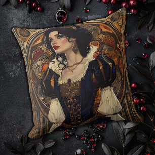 Cojín Decorativo Mujer Gótica Art Nouveau