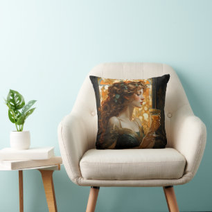 Cojín Decorativo Mujer hermosa Art Nouveau